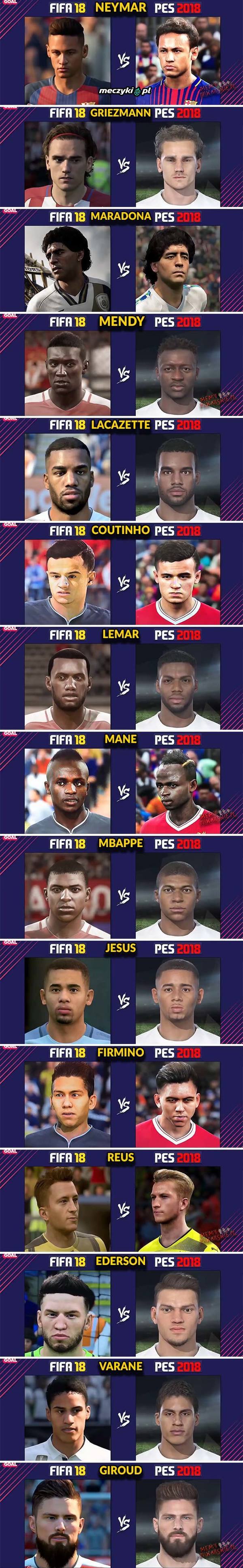 Piłkarze w FIFIE 18 i PES 2018