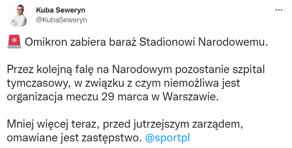 Reprezentacja Polski nie zagra na Narodowym