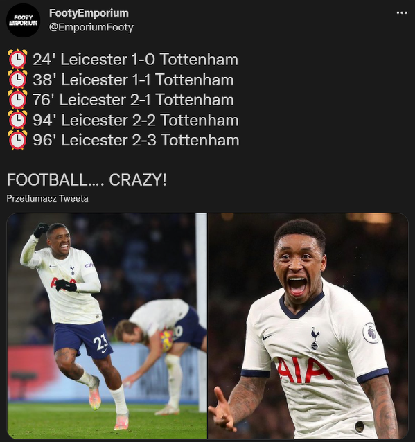 Tottenham wygrywa mecz w dramatycznych okolicznościach
