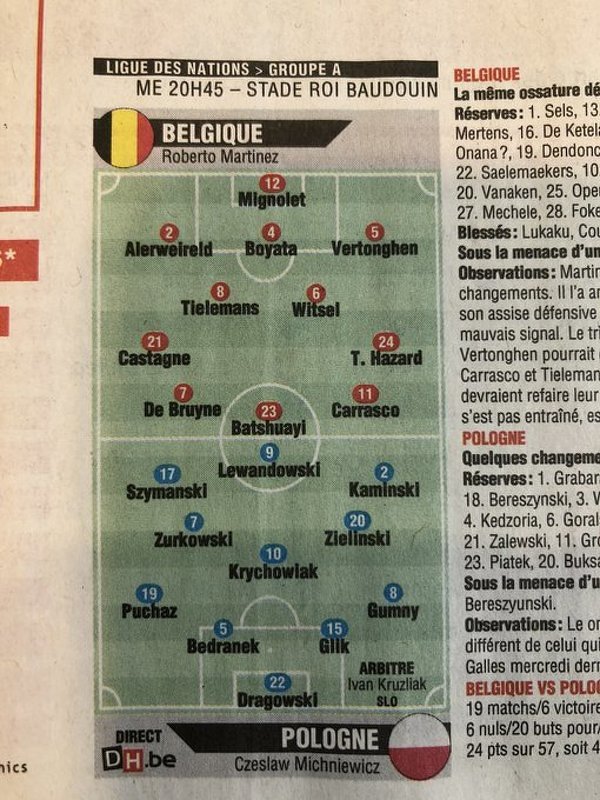Według belgijskiego dziennika  La Dernière Heure, Kevin De Bruyne zagra  z Polską