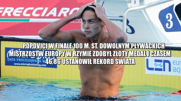 ME w pływaniu: David Popovici z rekordem świata na 100 m st. dowolnym