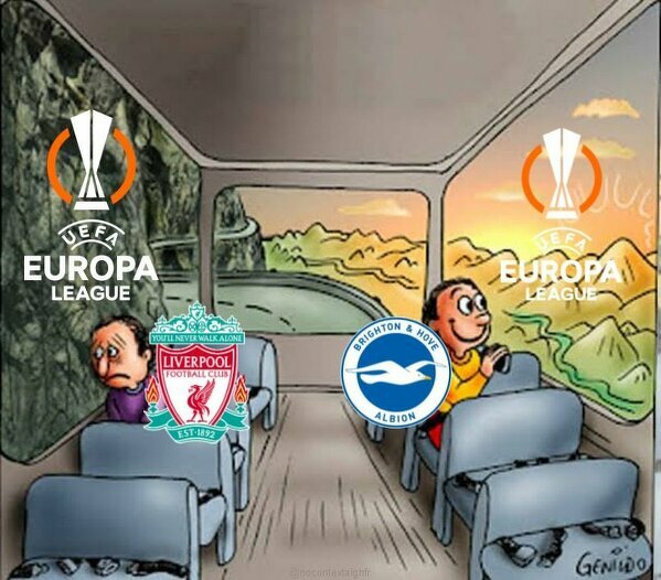 Jakże odmienne nastroje w Liverpoolu i Brighton po tym jak obie drużyny zapewniły sobie udział w Lidze Europy