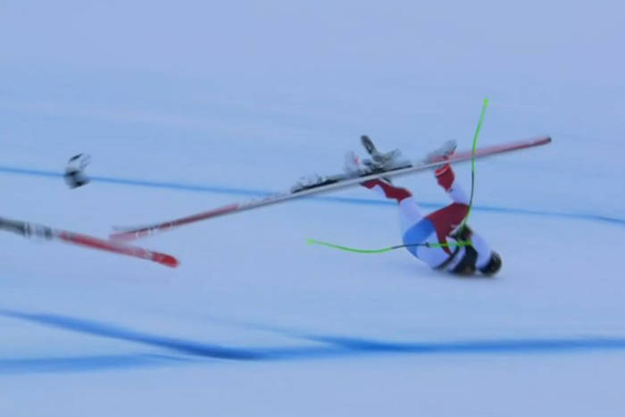 Makabryczny wypadek szwajcarskiego narciarza. Mocno uderzył o stok [WIDEO]