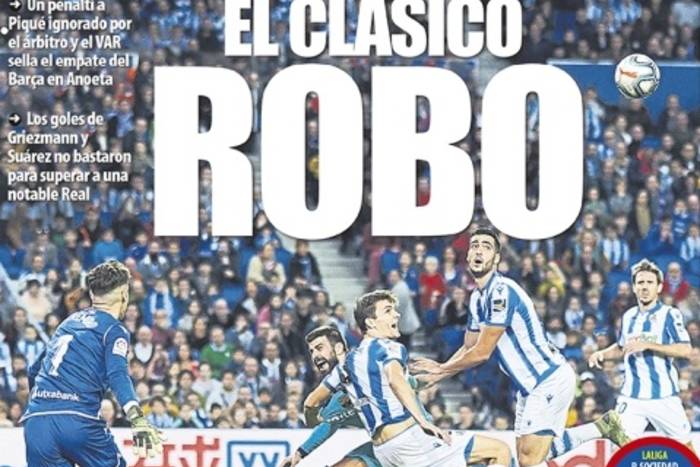 Katalońska prasa oskarża sędziów o skrzywdzenie FC Barcelony. "Klasyczna kradzież" [ZDJĘCIE]