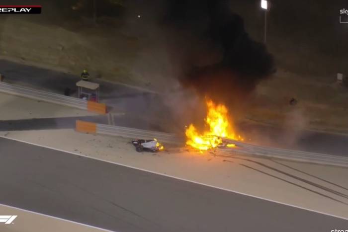 Koszmarny wypadek Romaina Grosjeana, auto błyskawicznie się zapaliło! "To cud, że żyje" [WIDEO]
