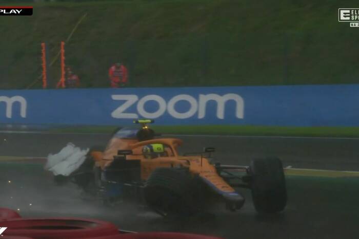Fatalny wypadek w kwalifikacjach do GP Belgii! Lando Norris kompletnie rozbił swój bolid [WIDEO]