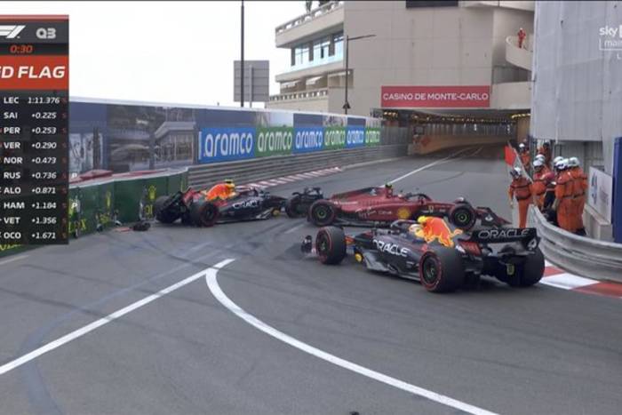 Poważna stłuczka przed Grand Prix Monako! Carlos Sainz zderzył się z Sergio Perezem [WIDEO]