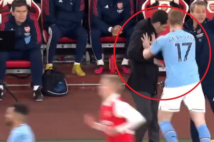 Starcie Kevina De Bruyne i Mikela Artety. Na pomoc ruszył Granit Xhaka [WIDEO]