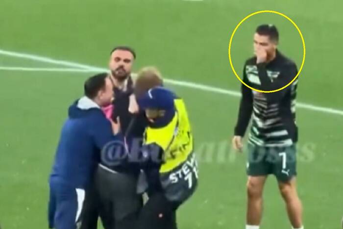 Intruz ruszył na Ronaldo. Portugalczyk zaskoczył reakcją [WIDEO]