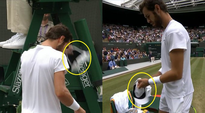 Sceny na Wimbledonie! Sędzia kazał zawodnikowi zdjąć czapkę z daszkiem
