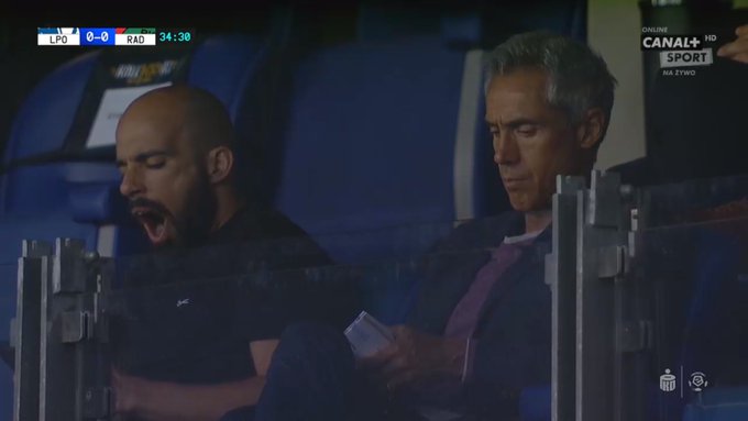 Paulo Sousa twittował, jego asystent ziewał. Tak Portugalczycy oglądali mecz Ekstraklasy