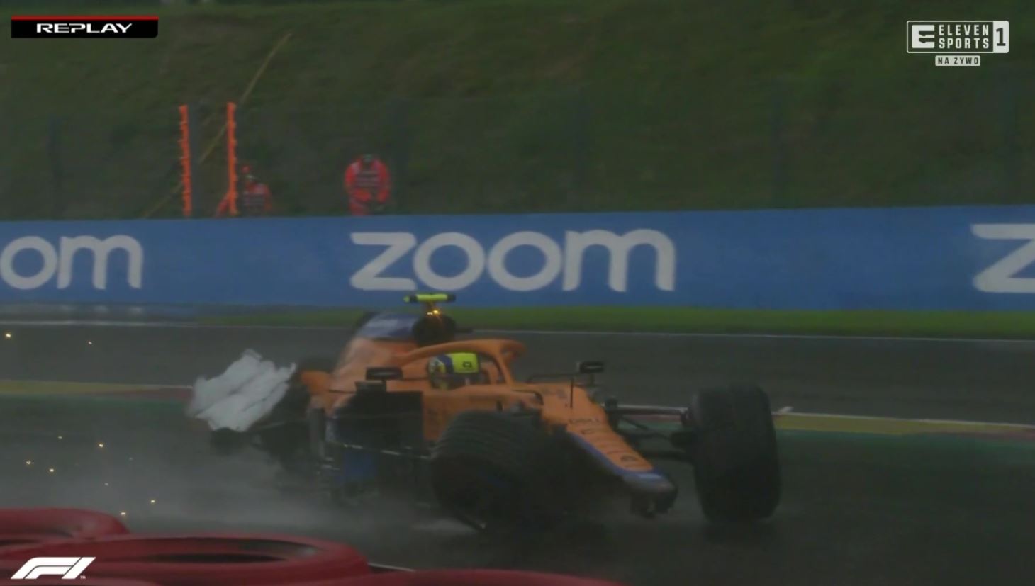 Fatalny wypadek w kwalifikacjach do GP Belgii! Lando Norris kompletnie rozbił swój bolid [WIDEO]