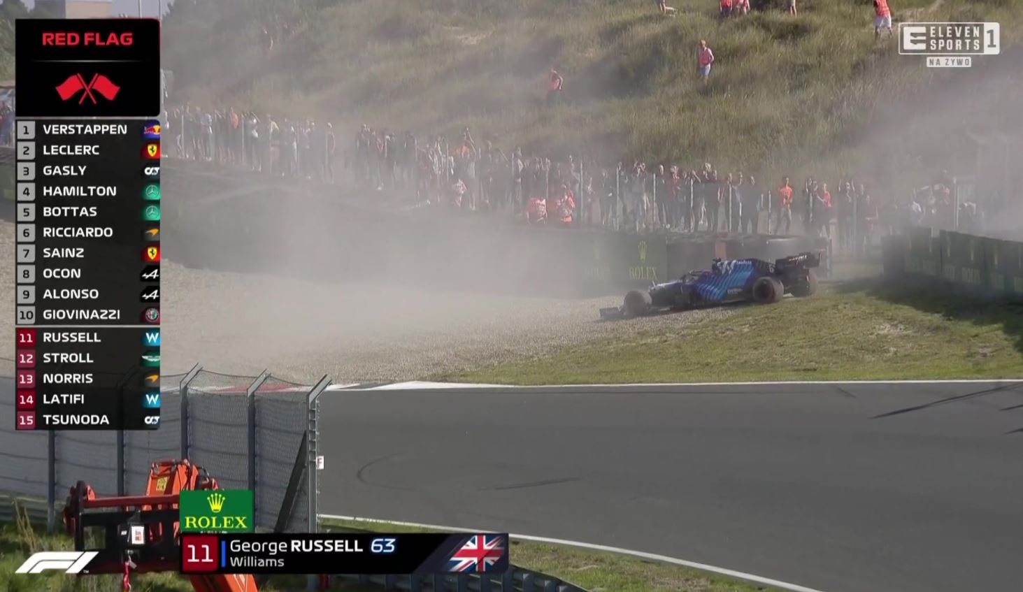 Verstappen ruszy z pole position, wyprzedził Hamiltona o włos. Latifi i Russell rozbili bolidy [WIDEO]