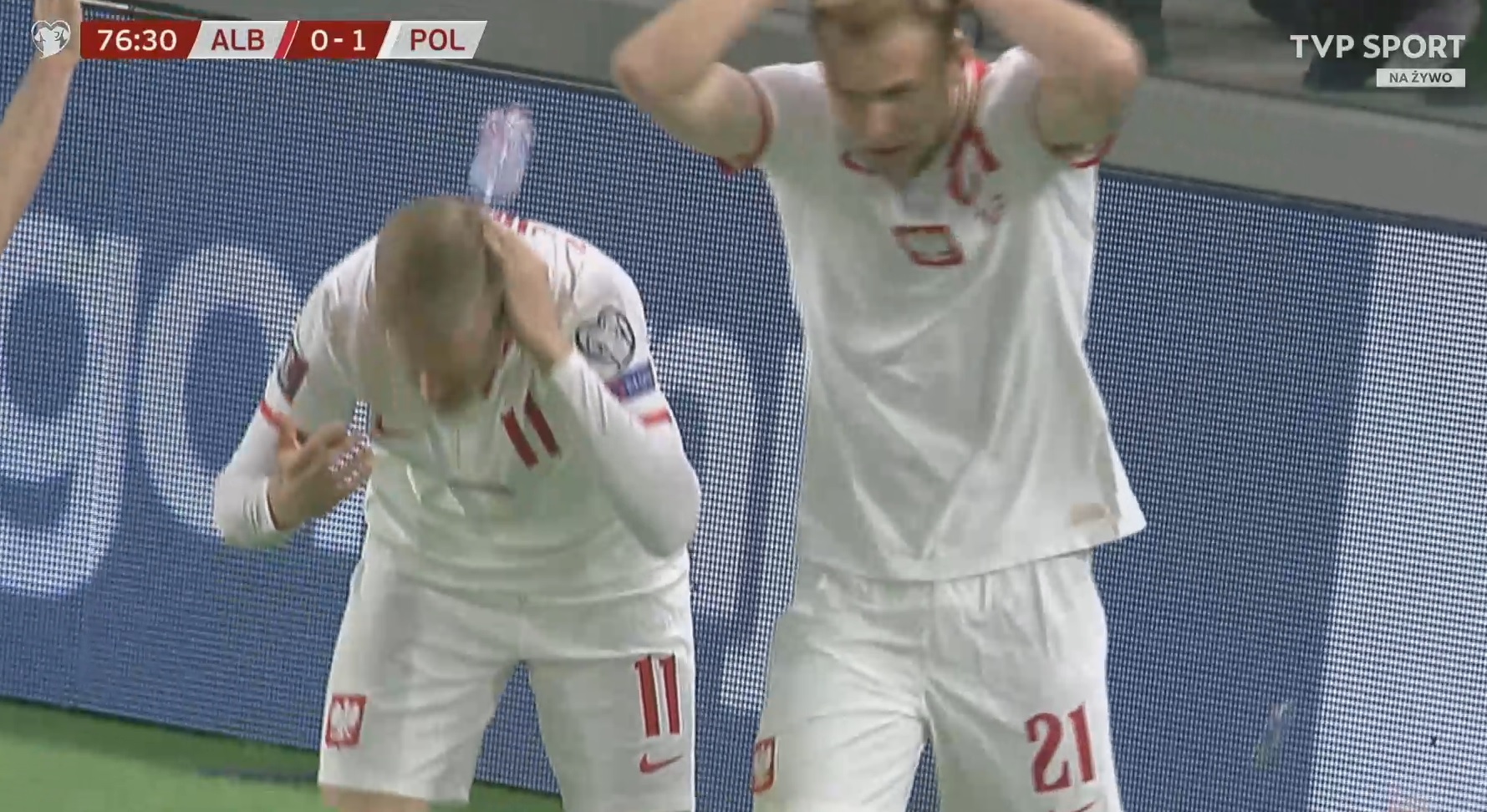 Mecz Polski z Albanią przerwany przez sędziego! Kibice rzucali butelkami w piłkarzy [WIDEO]