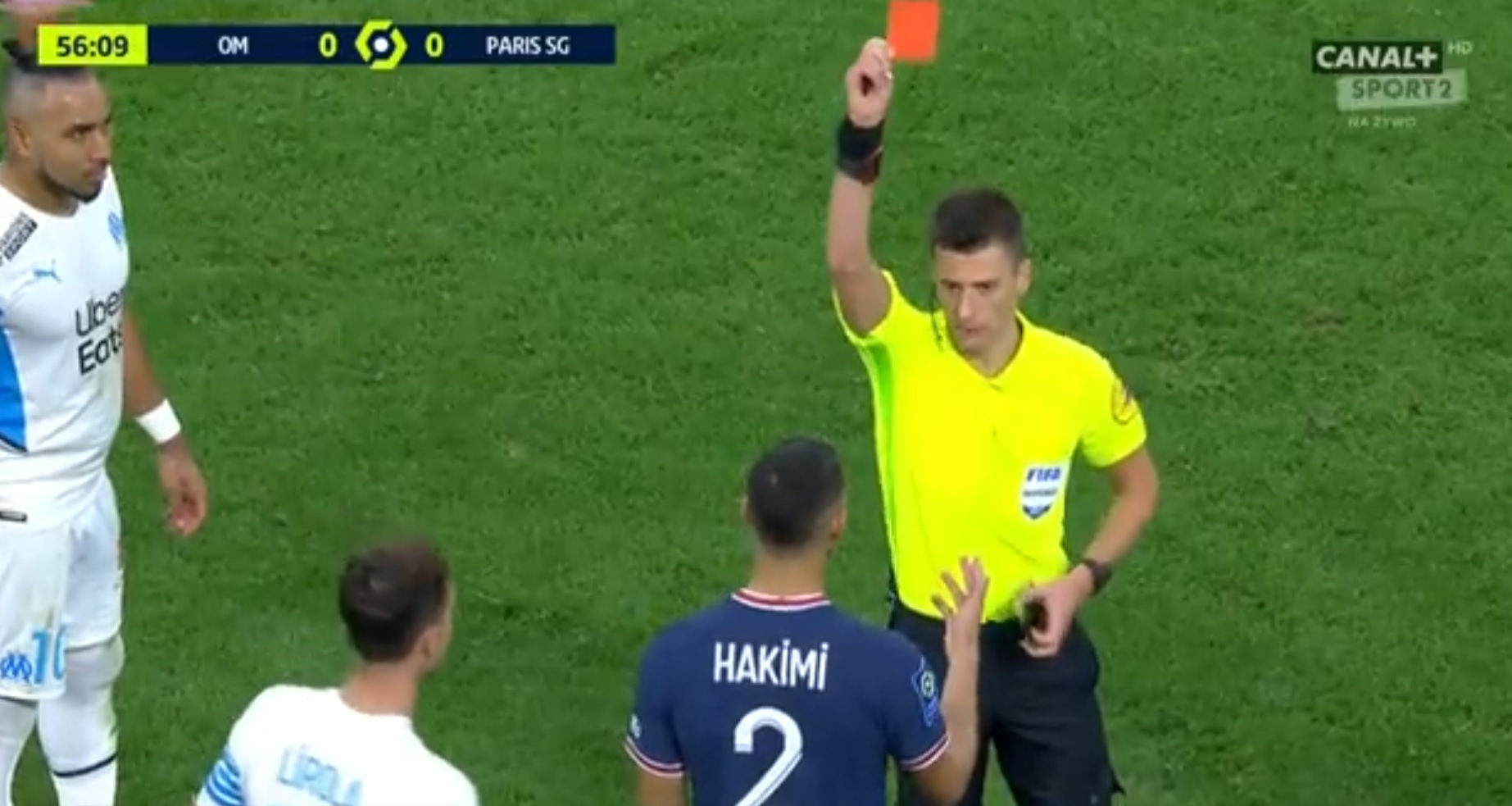 Olympique Marsylia zatrzymał gwiazdy PSG! Nieuznana bramka Milika, czerwona kartka Hakimiego [WIDEO]