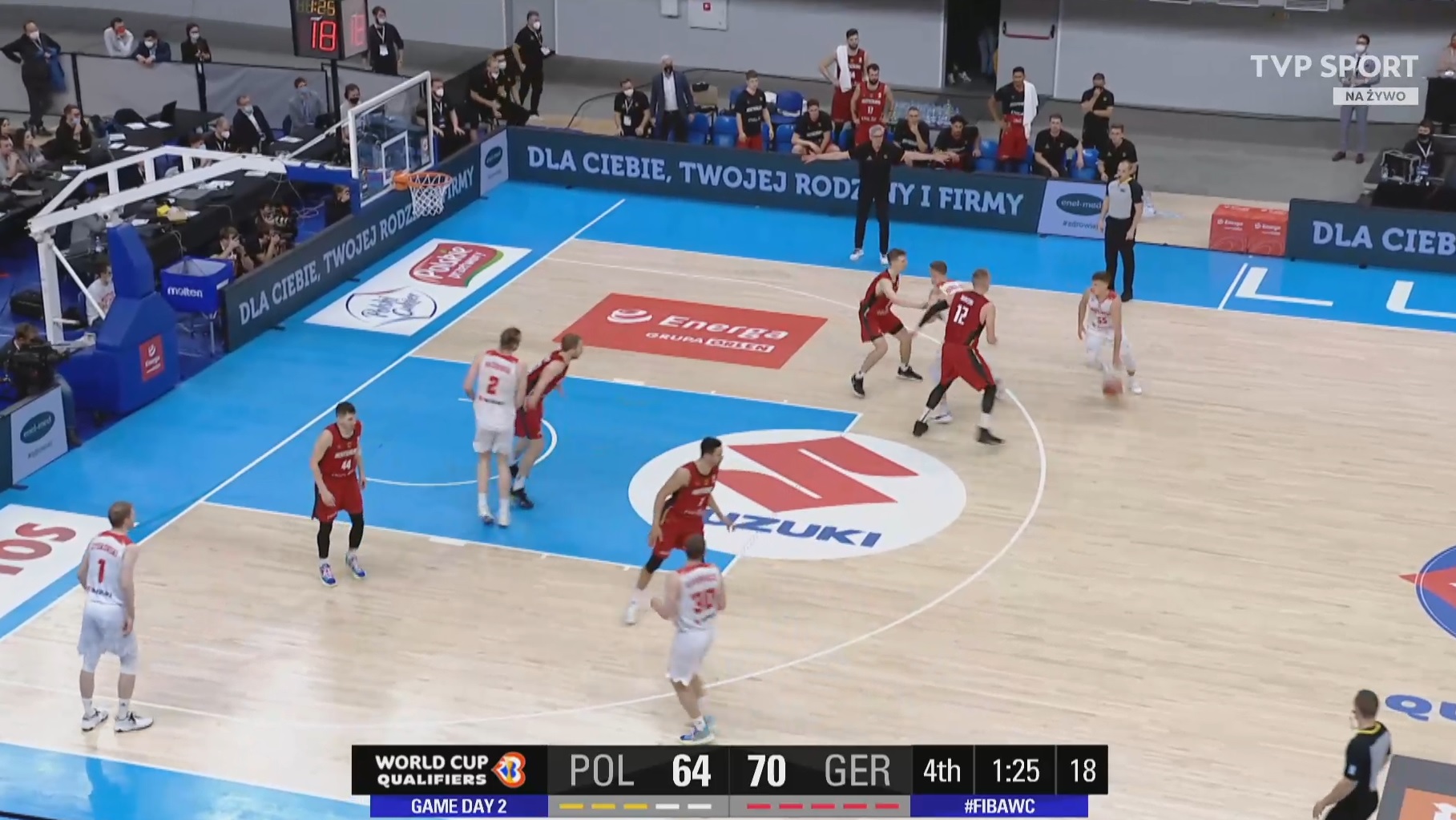 Kosztowna porażka polskich koszykarzy w eliminacjach do mistrzostw świata. Niemcy zwyciężyli w Lublinie