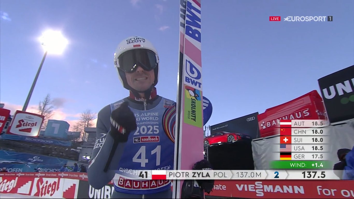 Piotr Żyła walczy o podium w Bischofshofen! Świetny skok w pierwszej serii!