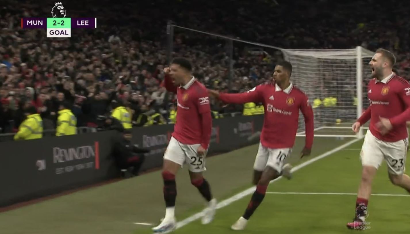 Wielki powrót Jadona Sancho i grad goli na Old Trafford! Leeds postawiło się Manchesterowi United [WIDEO]