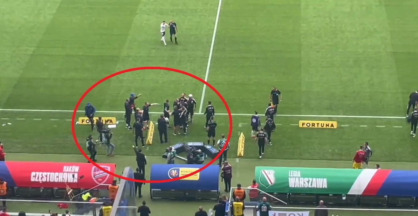 Wielkie nerwy w finale Fortuna Pucharu Polski! Awantura między sztabami Legii i Rakowa [WIDEO]