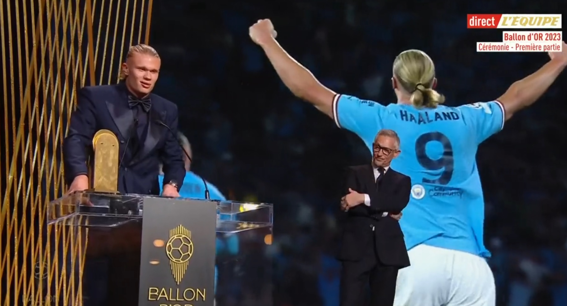 Erling Haaland otrzymał nagrodę na gali Złotej Piłki. Poszedł w ślady Roberta Lewandowskiego [WIDEO]