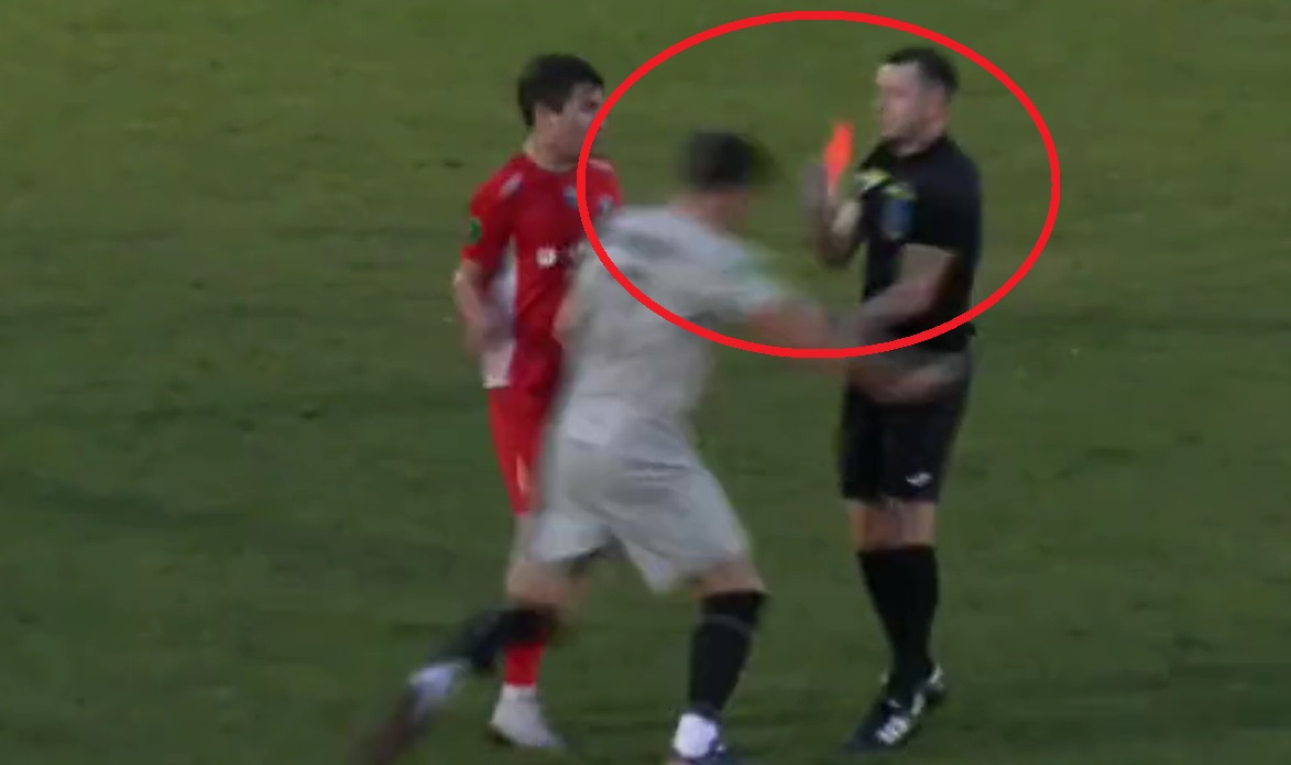 Ukraiński piłkarz zaatakował sędziego! Cios w stylu Zinedine'a Zidane'a [WIDEO]