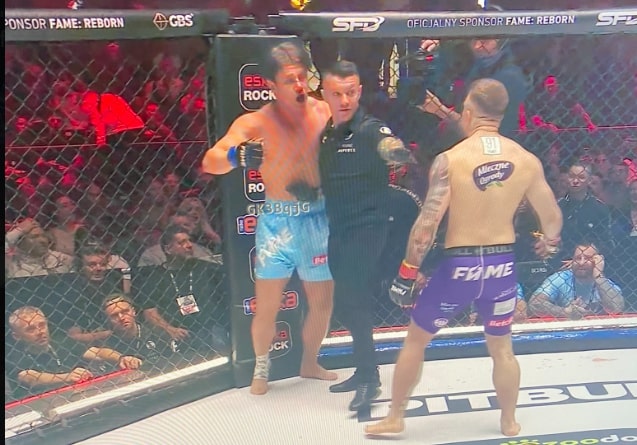 Wielka zadyma przed starciem na Fame MMA. Zawodnik nie dokończył walki z powodu kontuzji [WIDEO]