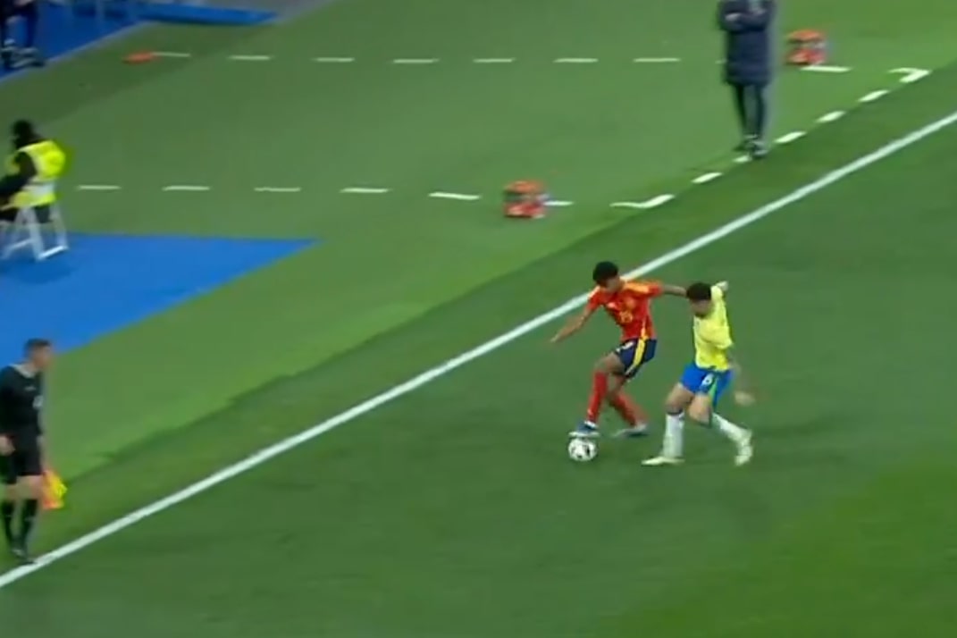 Kosmiczna akcja Lamine'a Yamala. Piłkarz Barcelony zabawił się z reprezentantami Brazylii [WIDEO]