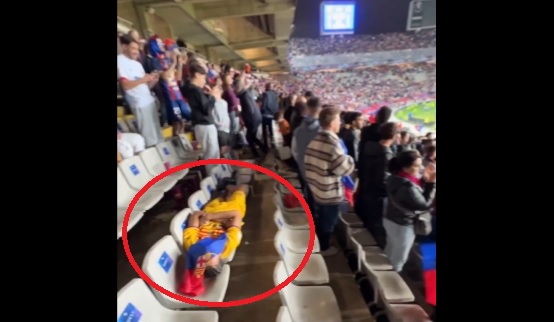 Sceny po meczu Barcelony. Kibic padł na trybuny [WIDEO]