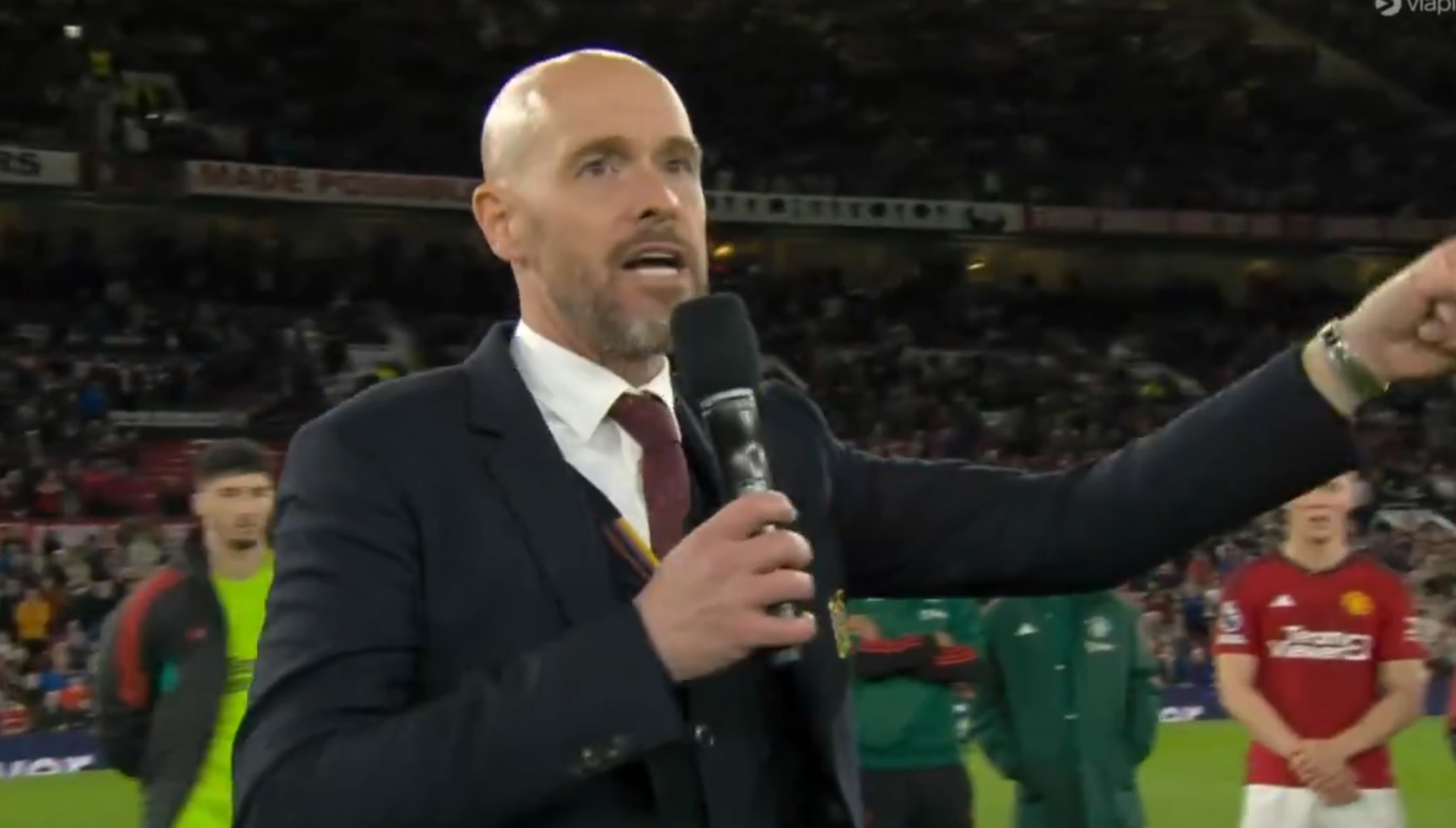 Sceny na Old Trafford. Ten Hag chwycił za mikrofon i zwrócił się do kibiców [WIDEO]