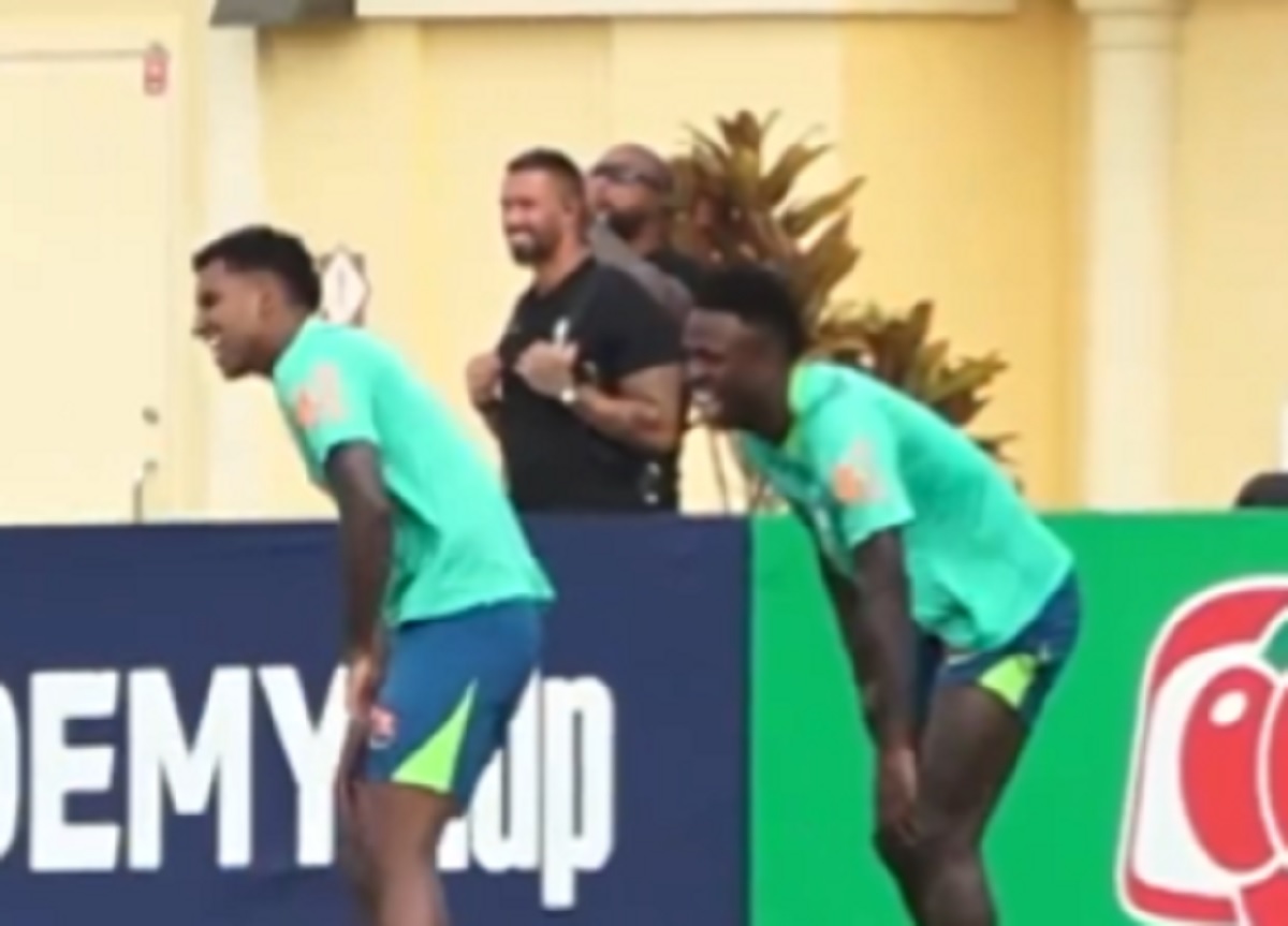 Komiczna akcja Militao. Vinicius i Rodrygo wybuchnęli śmiechem [WIDEO]