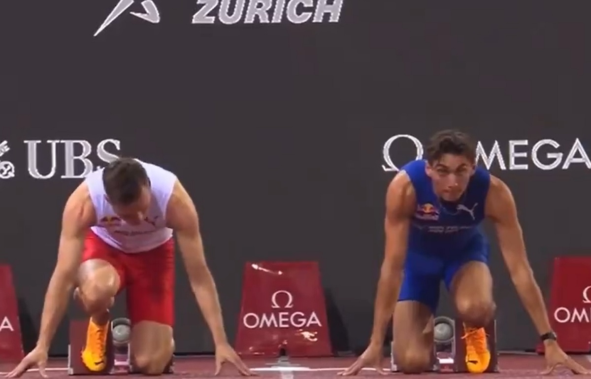 Duplantis pokonał zawodowego biegacza na 100 metrów! Z tym wynikiem byłby mistrzem Polski [WIDEO]
