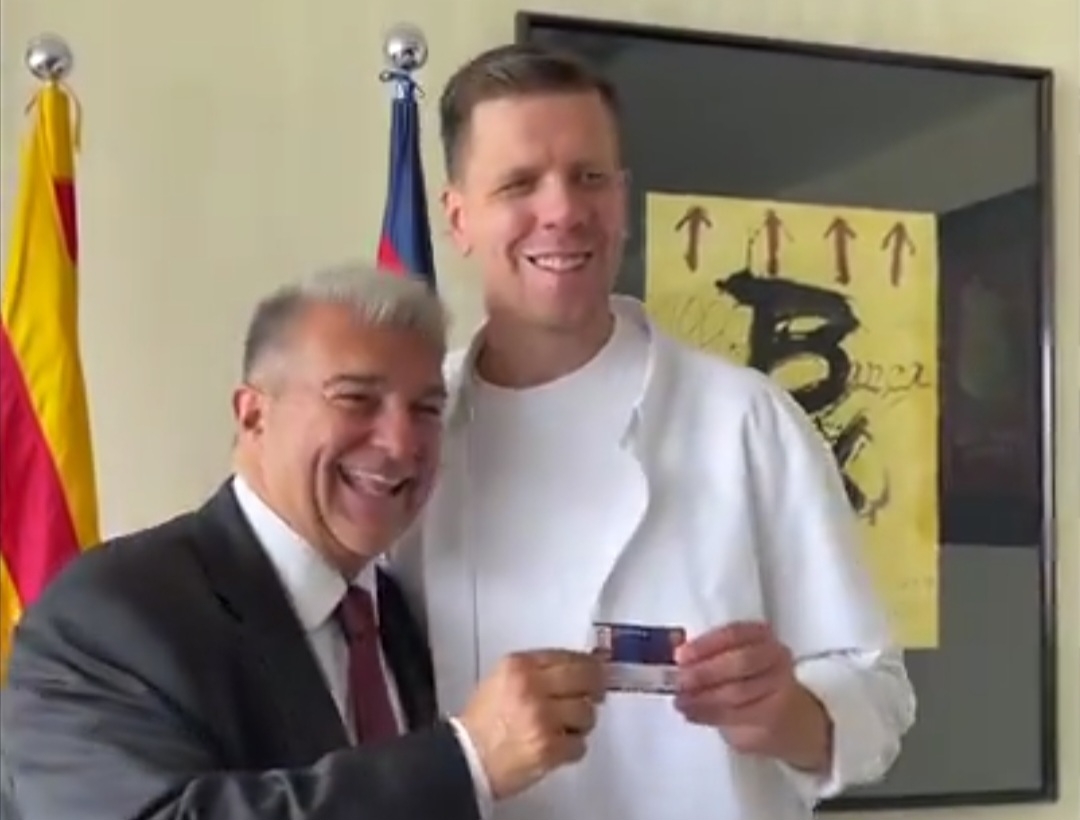 Szczęsny rozbawił Laportę. Sceny w Barcelonie [WIDEO]