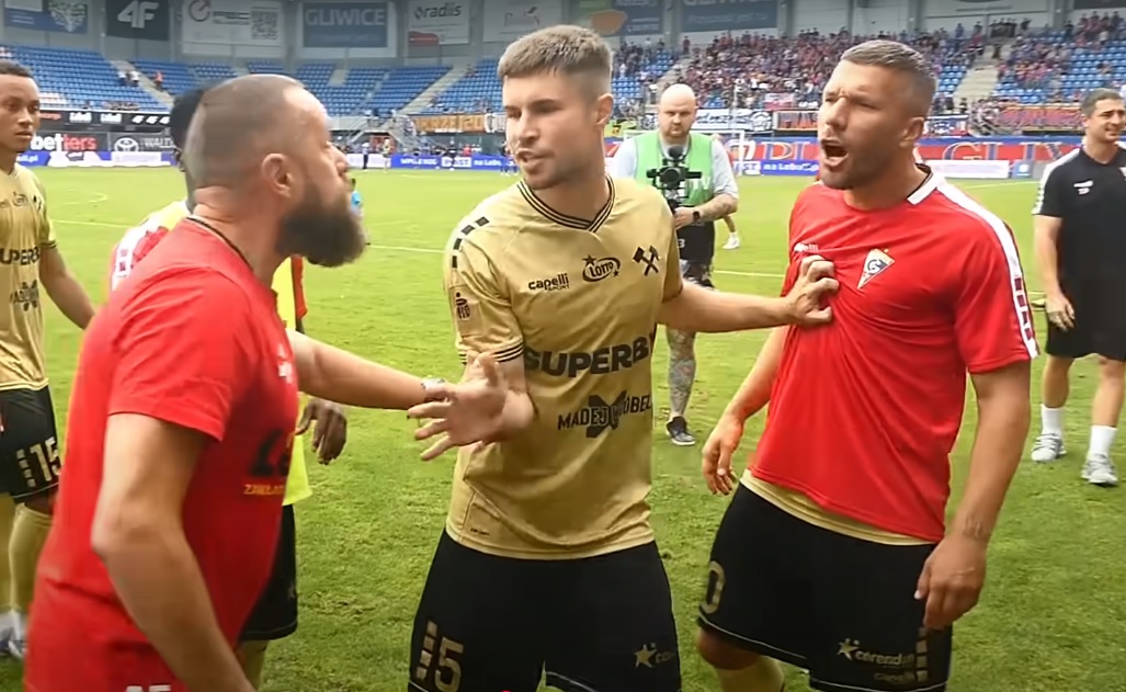 Podolski w akcji. Awantura po meczu Górnika z Piastem [WIDEO]