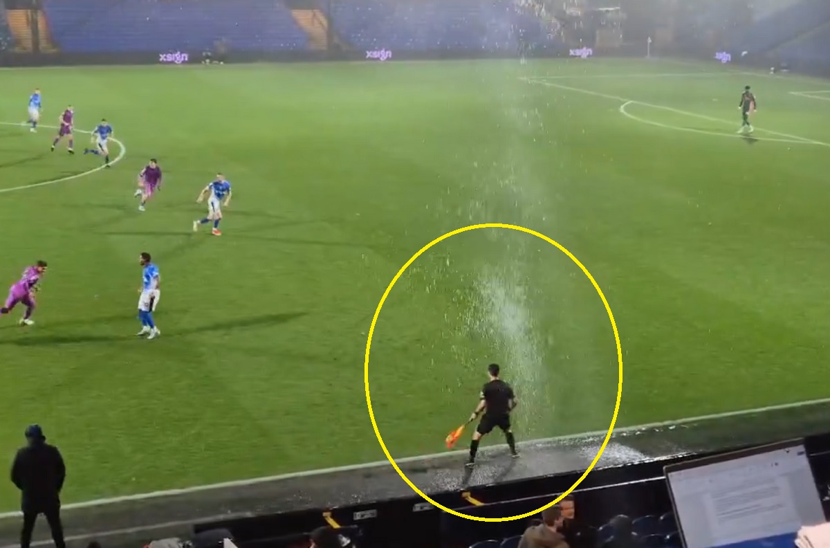 "Powódź" na brytyjskim stadionie. Nie chodzi o Old Trafford [WIDEO]