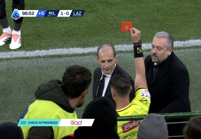 To była 101. minuta na San Siro. Allegri wyrzucony, kibice Milanu po chwili mogli świętować