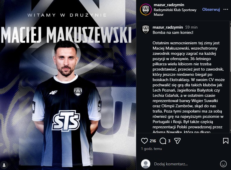 Maciej Makuszewski w Mazurze Radzymin