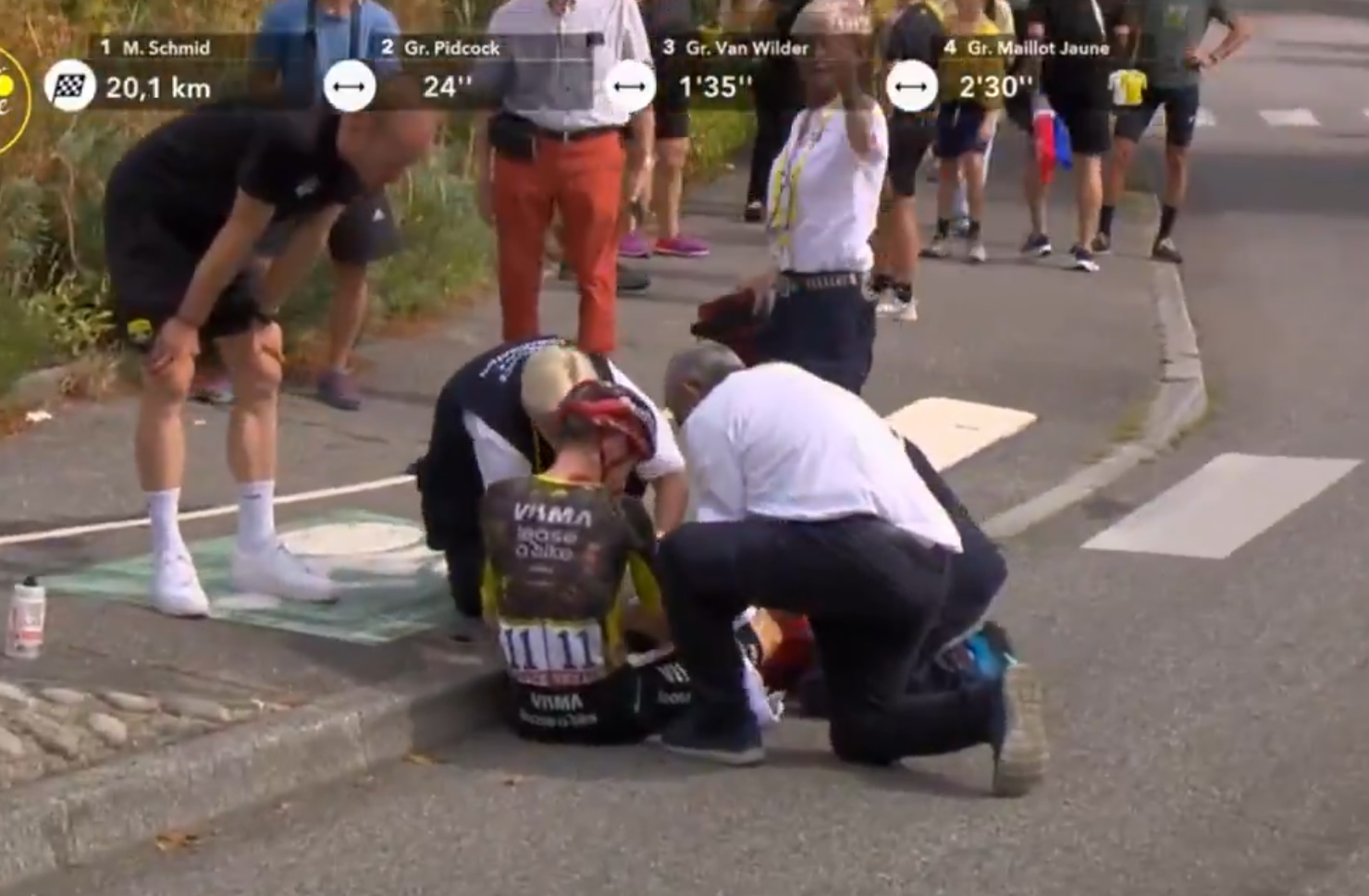 Wicelider wycofał się z Tour de France! Poważna kraksa w klasyku