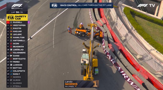 Karambol w GP Azerbejdżanu. Kompletny chaos, triumf Russella o 0,1 sekundy [WIDEO]